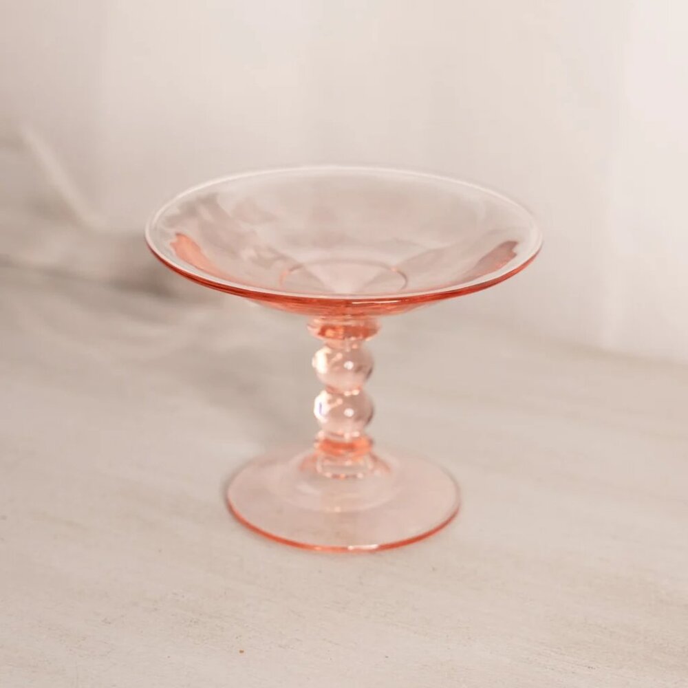 Vintage Heisey Small "Pink Flamingo" Glass Open Compote Dish (1925-1935)